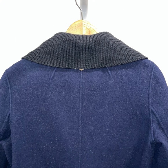 MACKAGE pea coat jacket navy blue black wool blend medium knit collar designer - Picture 10 of 13